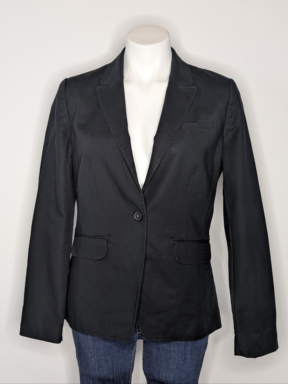 Banana Republic Black Long Sleeve Cotton Blend Professional Career Blazer 10